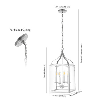 Ruth 11" Traditional Classic Lantern Metal/Glass LED Pendant - JONATHAN Y